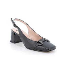 Scarpe Con Tacco|Igi&Co Decollete Con Cinturino Posteriore In Pelle Da Donna Nero