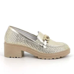 Scarpe Con Tacco|Igi&Co Mocassini Con Tacco In Pelle Da Donna Platino