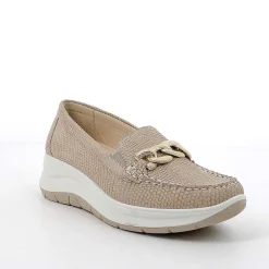 Zeppe|Igi&Co Mocassini Con Zeppa In Pelle Da Donna Beige Iridescente