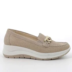 Zeppe|Igi&Co Mocassini Con Zeppa In Pelle Da Donna Beige Iridescente