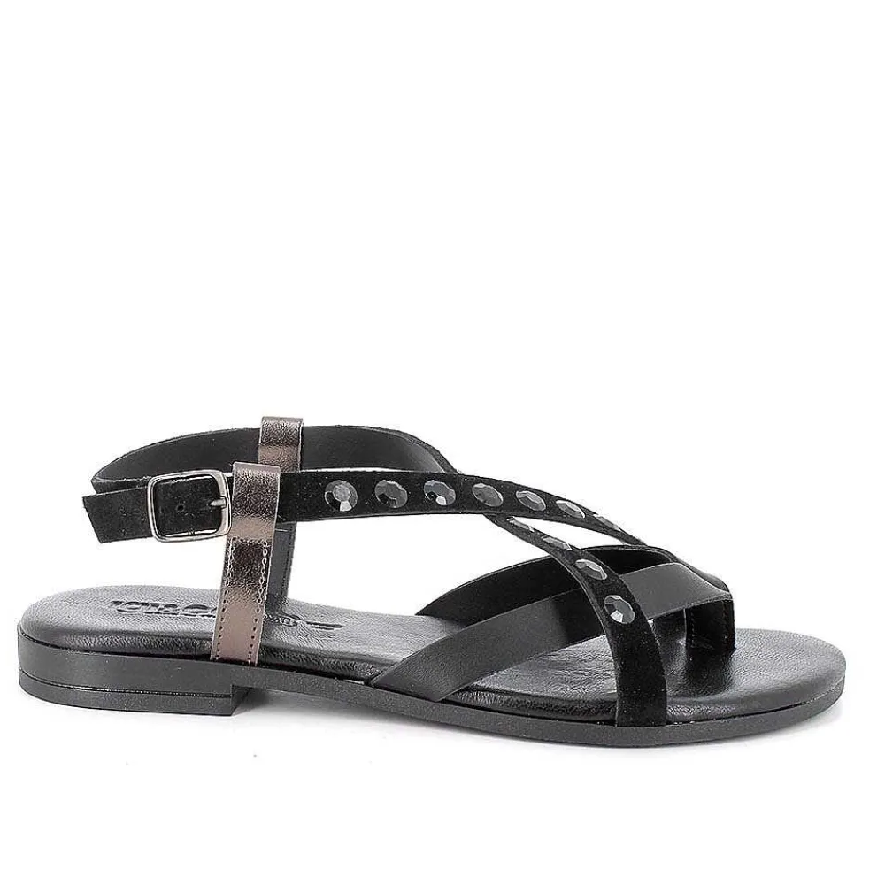 Sandali E Infradito|Igi&Co Sandali Con Infradito In Pelle Da Donna Nero