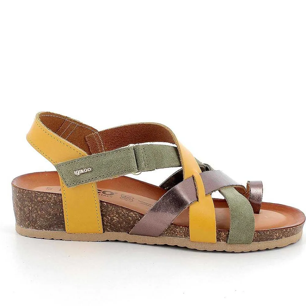 Sandali E Infradito|Igi&Co Sandali Con Infradito In Pelle Da Donna Giallo-Salvia