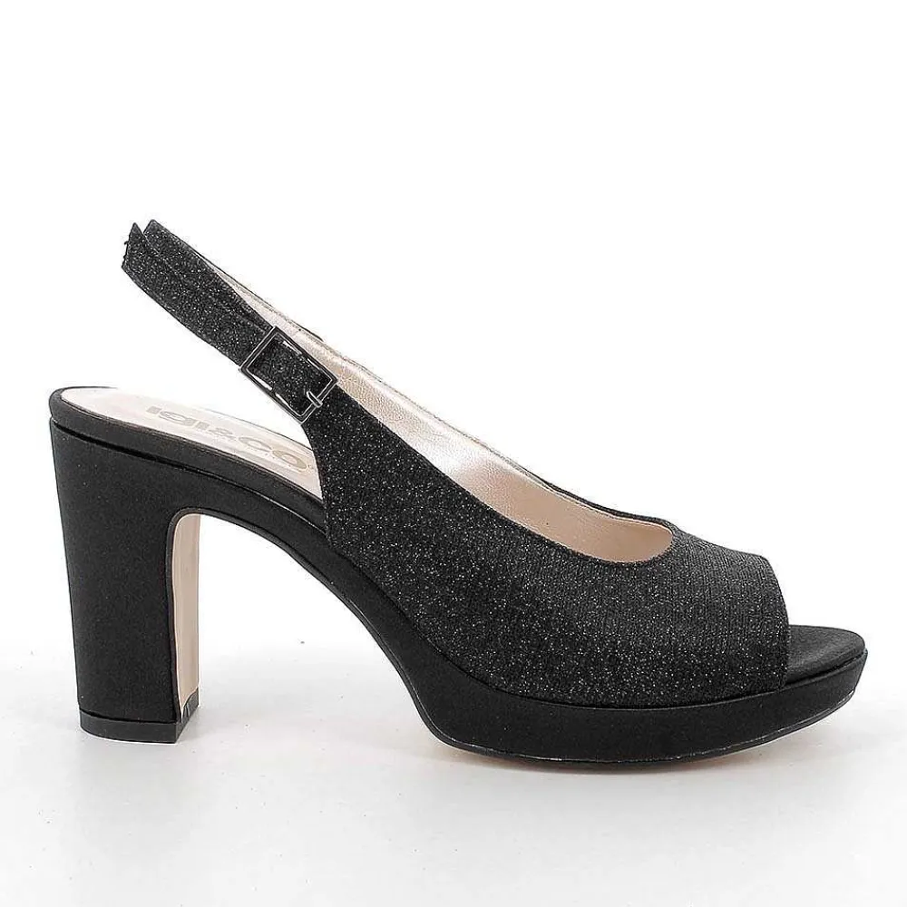 Scarpe Con Tacco|Igi&Co Sandali Con Tacco E Plateau Da Donna Nero Glitter