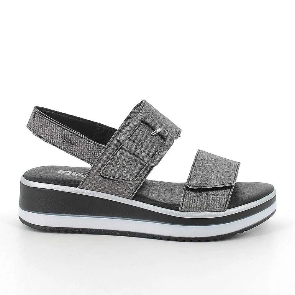 Zeppe|Igi&Co Sandali Con Zeppa Da Donna Nero Glitter