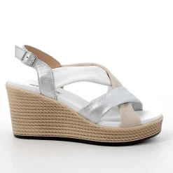 Zeppe|Igi&Co Sandali Con Zeppa Da Donna Argento-Bianco