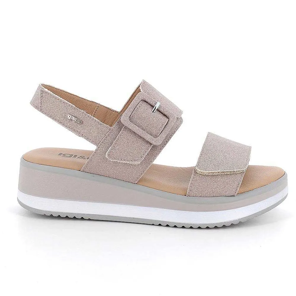 Zeppe|Igi&Co Sandali Con Zeppa Da Donna Rosa Antico Glitter