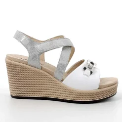 Zeppe|Igi&Co Sandali Con Zeppa In Pelle Da Donna Bianco-Argento