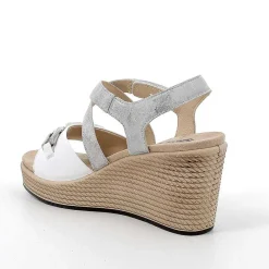 Zeppe|Igi&Co Sandali Con Zeppa In Pelle Da Donna Bianco-Argento