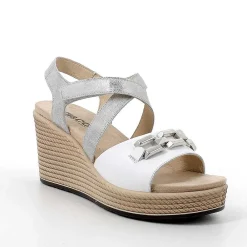 Zeppe|Igi&Co Sandali Con Zeppa In Pelle Da Donna Bianco-Argento