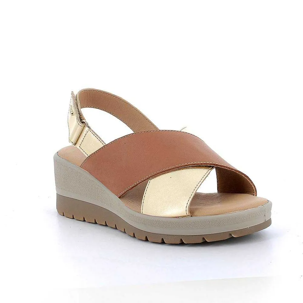 Zeppe|Igi&Co Sandali Con Zeppa In Pelle Da Donna Cuoio-Oro