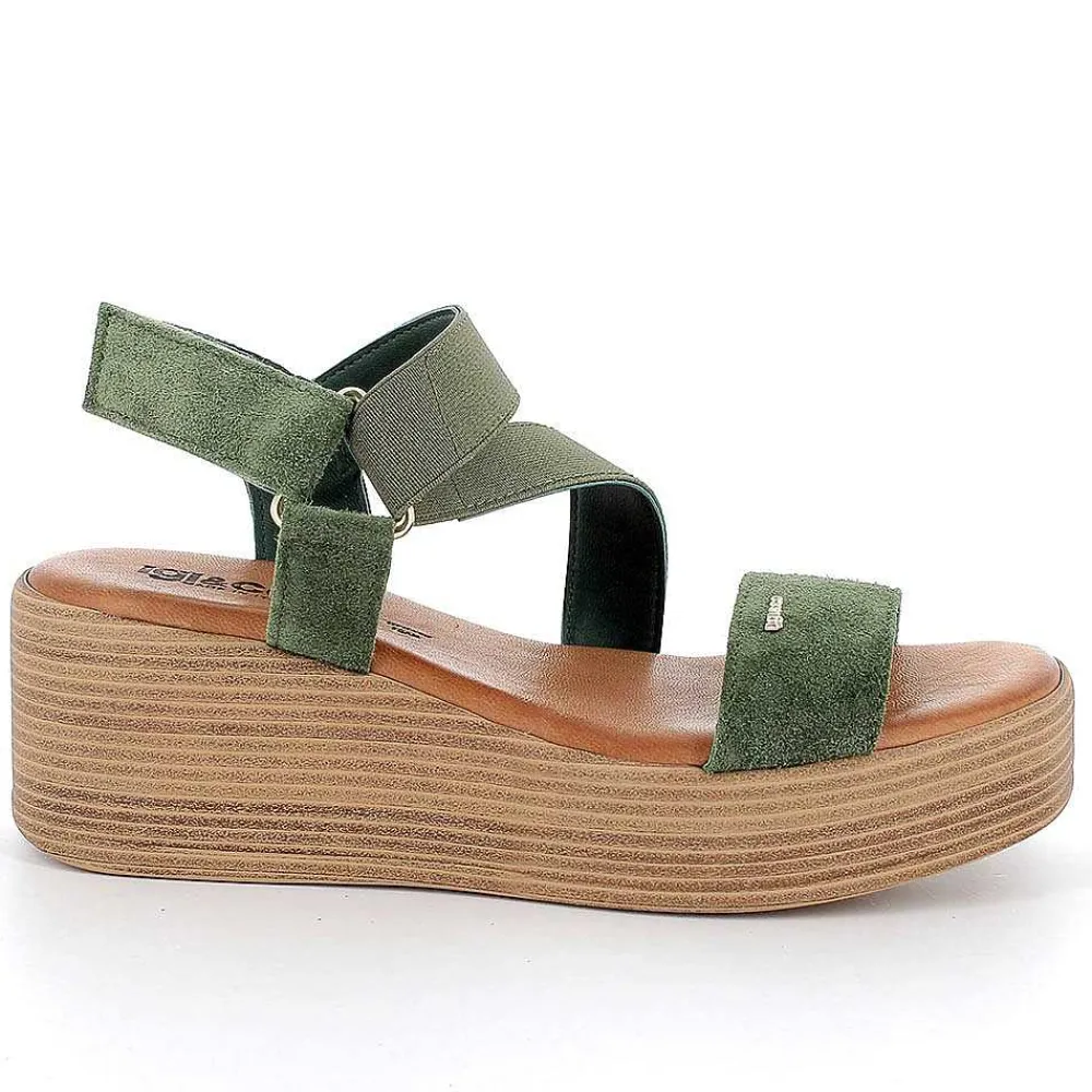 Zeppe|Igi&Co Sandali Con Zeppa In Pelle Da Donna Verde Salvia