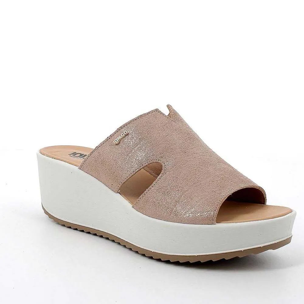 Zeppe|Igi&Co Sandali Con Zeppa In Pelle Da Donna Beige