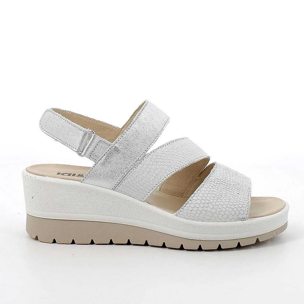 Zeppe|Igi&Co Sandali Con Zeppa In Pelle Da Donna Bianco Iridescente