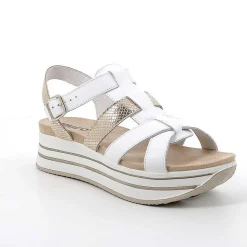 Zeppe|Igi&Co Sandali Con Zeppa In Pelle Da Donna Bianco-Platino