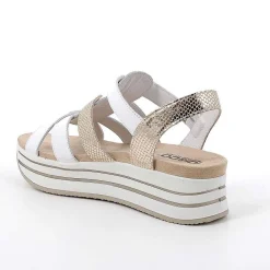 Zeppe|Igi&Co Sandali Con Zeppa In Pelle Da Donna Bianco-Platino