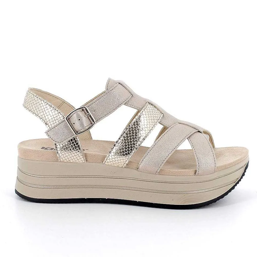 Zeppe|Igi&Co Sandali Con Zeppa In Pelle Da Donna Champagne