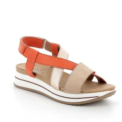 Zeppe|Igi&Co Sandali Con Zeppa In Pelle Da Donna Beige-Arancio