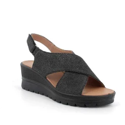 Zeppe|Igi&Co Sandali Con Zeppa In Pelle Da Donna Nero Iridescente