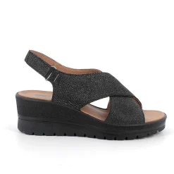 Zeppe|Igi&Co Sandali Con Zeppa In Pelle Da Donna Nero Iridescente