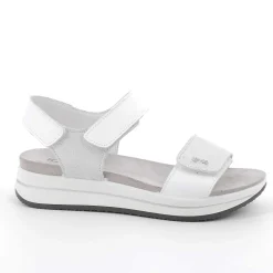 Zeppe|Igi&Co Sandali Con Zeppa In Pelle Da Donna Argento-Bianco