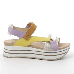 Zeppe|Igi&Co Sandali Con Zeppa In Pelle Da Donna Giallo-Ocra