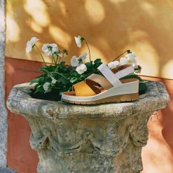 Zeppe|Igi&Co Sandali Con Zeppa In Pelle Da Donna Senape-Bianco