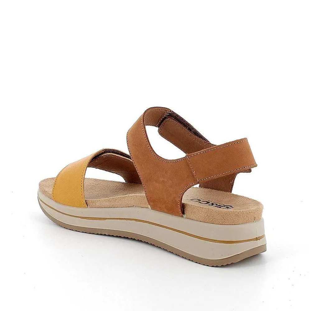 Zeppe|Igi&Co Sandali Con Zeppa In Pelle Da Donna Cuoio-Giallo