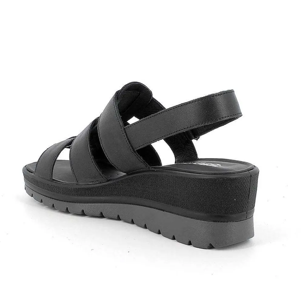 Zeppe|Igi&Co Sandali Con Zeppa In Pelle Da Donna Nero