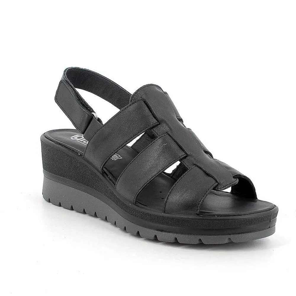 Zeppe|Igi&Co Sandali Con Zeppa In Pelle Da Donna Nero
