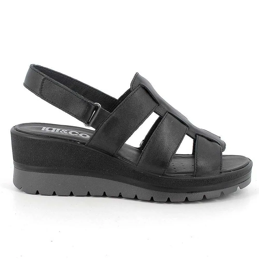 Zeppe|Igi&Co Sandali Con Zeppa In Pelle Da Donna Nero