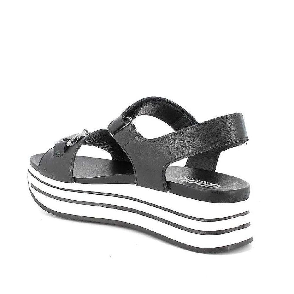 Zeppe|Igi&Co Sandali Con Zeppa In Pelle Da Donna Nero