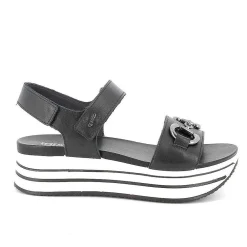 Zeppe|Igi&Co Sandali Con Zeppa In Pelle Da Donna Nero