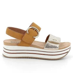 Zeppe|Igi&Co Sandali Con Zeppa In Pelle Da Donna Platino-Camel