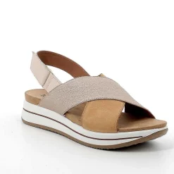 Zeppe|Igi&Co Sandali Con Zeppa In Pelle Da Donna Cognac-Champagne