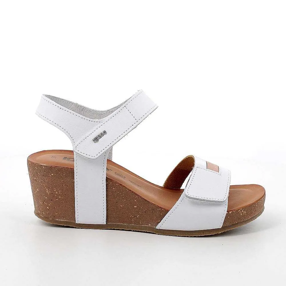 Zeppe|Igi&Co Sandali Con Zeppa In Pelle Da Donna Bianco-Argento