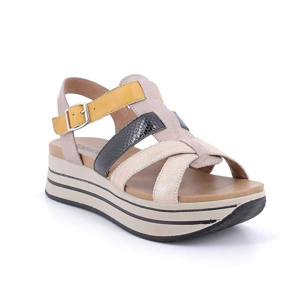 Zeppe|Igi&Co Sandali Con Zeppa In Pelle Da Donna Caramel-Nero