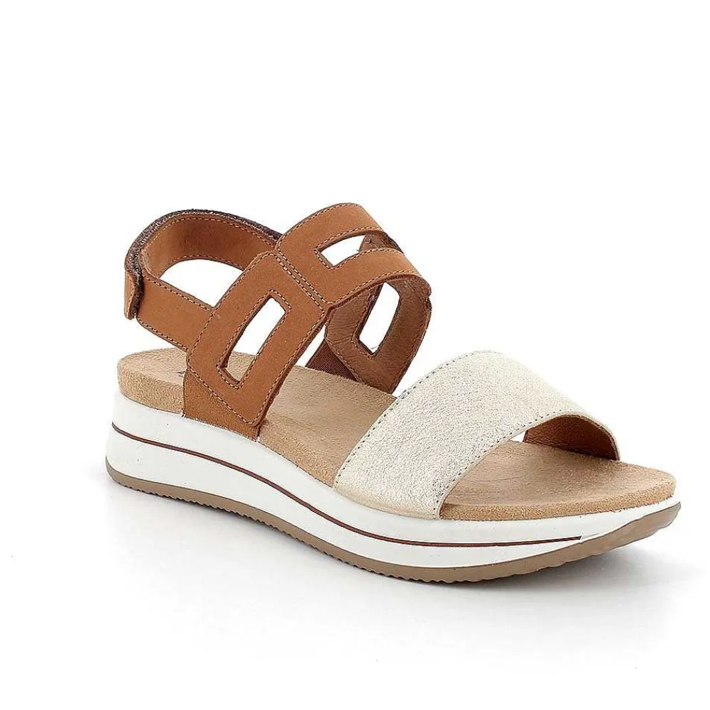 Zeppe|Igi&Co Sandali Con Zeppa In Pelle Da Donna Cuoio-Platino