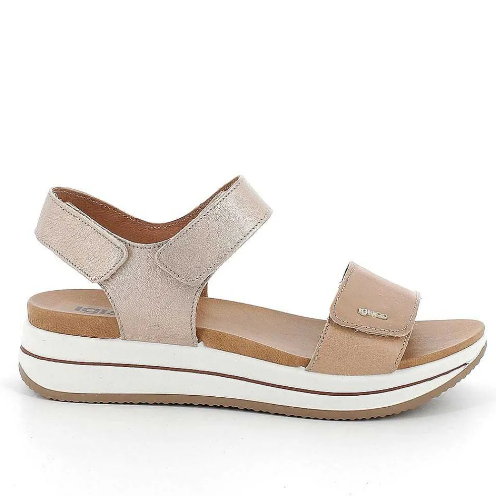Zeppe|Igi&Co Sandali Con Zeppa In Pelle Da Donna Corda-Champagne