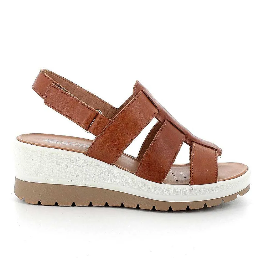 Zeppe|Igi&Co Sandali Con Zeppa In Pelle Da Donna Cognac