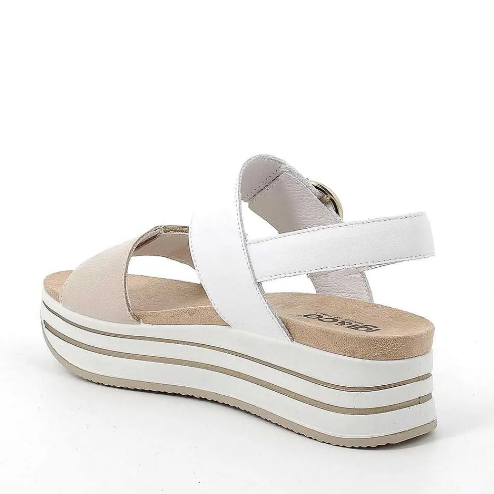 Zeppe|Igi&Co Sandali Con Zeppa In Pelle Da Donna Panna-Bianco