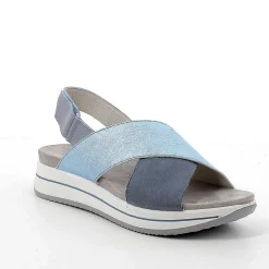 Zeppe|Igi&Co Sandali Con Zeppa In Pelle Da Donna Avio-Celeste