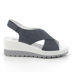 Zeppe|Igi&Co Sandali Con Zeppa In Pelle Da Donna Blu Iridescente