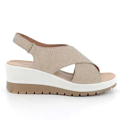 Zeppe|Igi&Co Sandali Con Zeppa In Pelle Da Donna Beige Iridescente