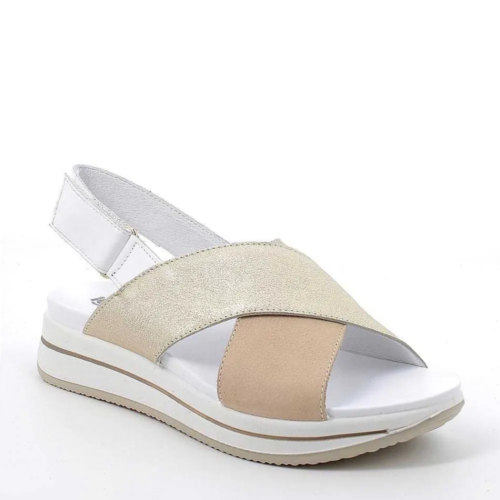 Zeppe|Igi&Co Sandali Con Zeppa In Pelle Da Donna Beige-Platino
