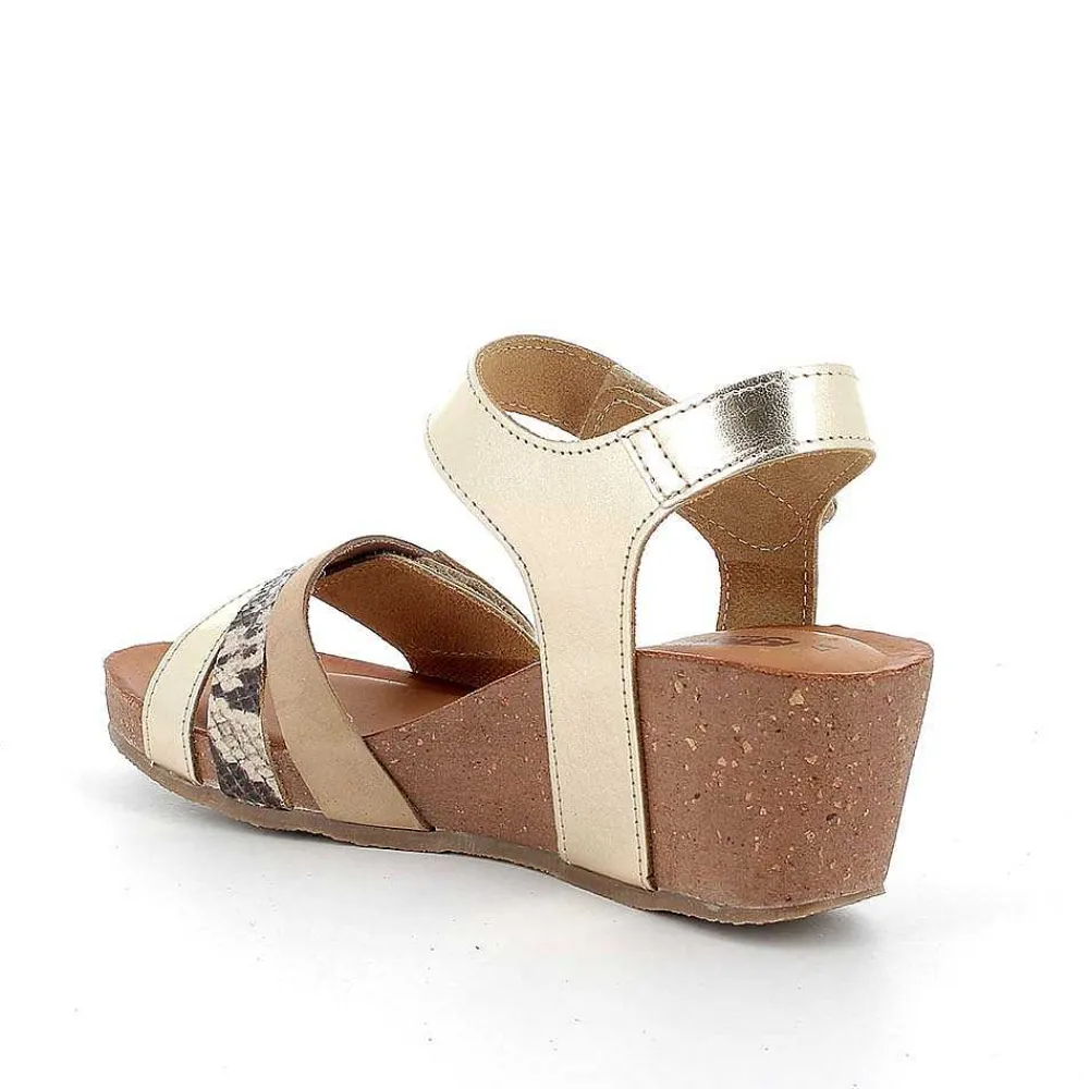 Zeppe|Igi&Co Sandali Con Zeppa In Pelle Da Donna Oro-Beige Chiaro