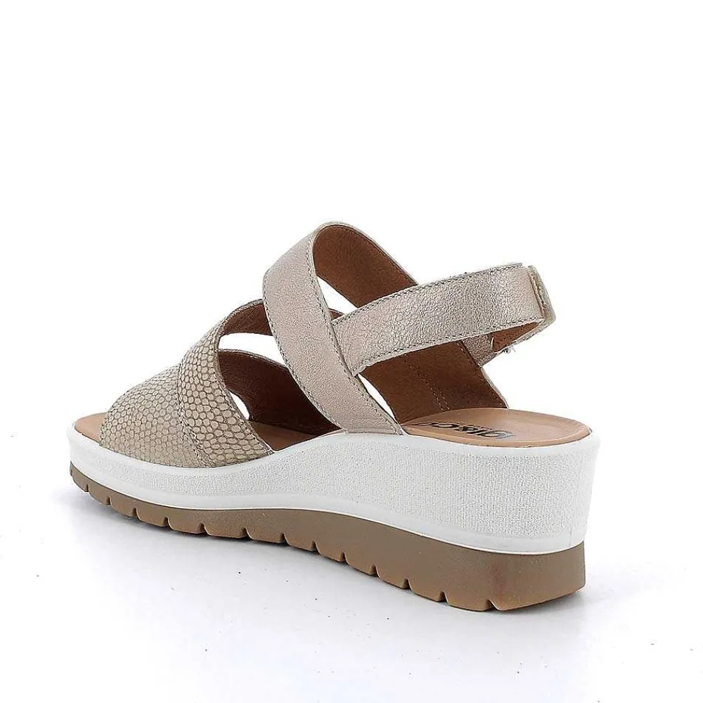 Zeppe|Igi&Co Sandali Con Zeppa In Pelle Da Donna Beige Iridescente