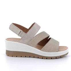 Zeppe|Igi&Co Sandali Con Zeppa In Pelle Da Donna Beige Iridescente