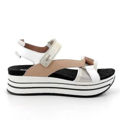 Zeppe|Igi&Co Sandali Con Zeppa In Pelle Da Donna Beige-Bianco