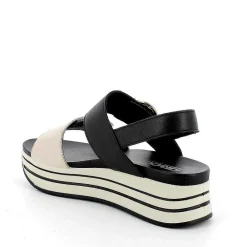 Zeppe|Igi&Co Sandali Con Zeppa In Pelle Da Donna Panna-Nero