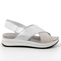 Zeppe|Igi&Co Sandali Con Zeppa In Pelle Da Donna Ghiaccio-Argento
